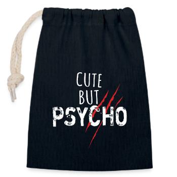Cute but psycho - Spruch - Closable cotton gift bag (14x20cm) - navy - Front