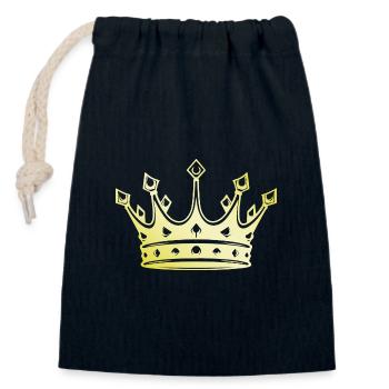 Couronne royale en or - Sac cadeau en coton avec cordon (14 x 20 cm) - bleu marine - Devant