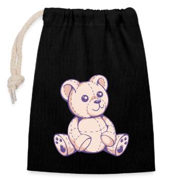 cute teddy bear - Closable cotton gift bag (14x20cm) - black - Front