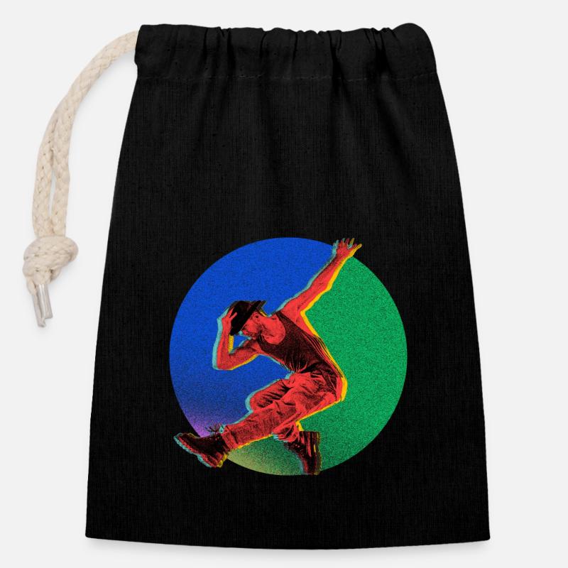 Hip Hop Dance Aesthetic - Closable cotton gift bag (14x20cm) - black