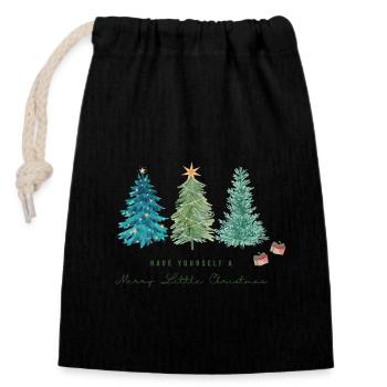 Have yourself a Merry Little Christmas - Verschließbarer Geschenkbeutel aus Baumwolle (14x20cm) - Schwarz - Vorne