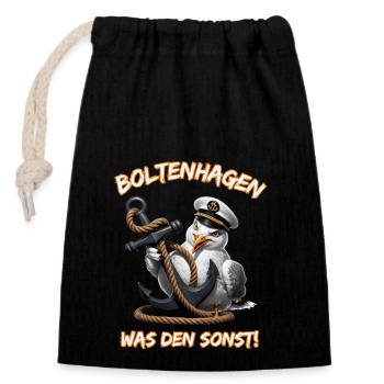 Boltenhagen, quoi d’autre ! - Sac cadeau en coton avec cordon (14 x 20 cm) - noir - Devant