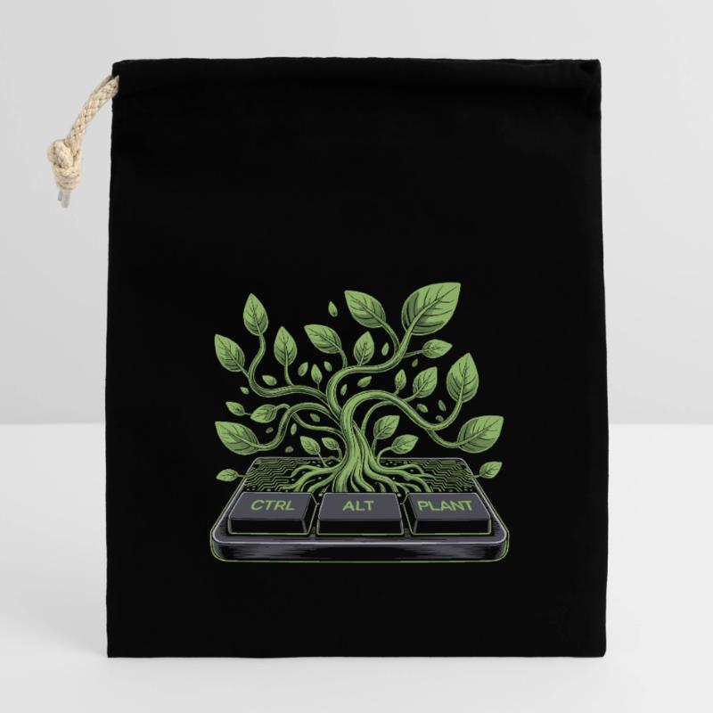 CTRL Alt Plante Jardin Design Sac cadeau en coton avec cordon (14 x 20 cm)