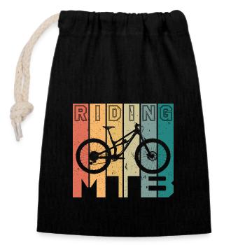 riding MTB - Closable cotton gift bag (14x20cm) - black - Front