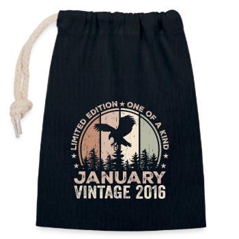 Incomparable since January 2016 8 Anniversary - Closable cotton gift bag (14x20cm) - navy - Front