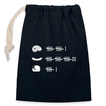 Barbecuing "all you can eat" BBQ eating contest - Closable cotton gift bag (14x20cm) - navy - Front