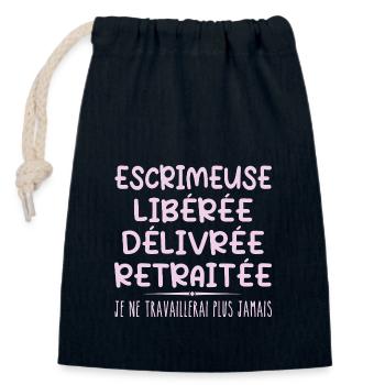Fechterin feiert ihren Ruhestand mit Humor - Verschließbarer Geschenkbeutel aus Baumwolle (14x20cm) - Navy - Vorne