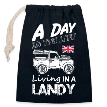 A Day In My Life Living in a Landy - Verschließbarer Geschenkbeutel aus Baumwolle (14x20cm) - Navy - Vorne