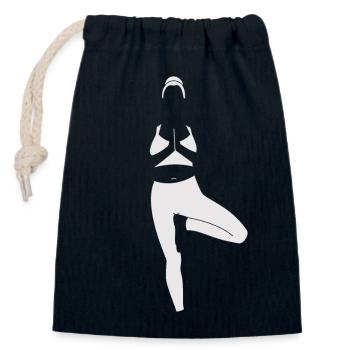 Yoga Tree Pose, white - Closable cotton gift bag (14x20cm) - navy - Front