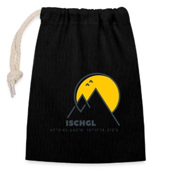 Minimalistisches Ischgl-Logo - Verschließbarer Geschenkbeutel aus Baumwolle (14x20cm) - Schwarz - Vorne
