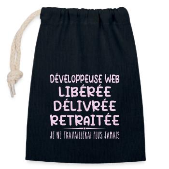 Web Developer Celebrates Retirement with Humor - Closable cotton gift bag (14x20cm) - navy - Front