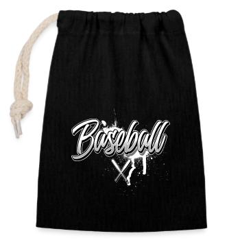 Baseball Lettering - Closable cotton gift bag (14x20cm) - black - Front
