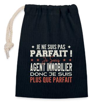 Agent immobilier le Métier de Rêve Mis à l’Honneur - Sac cadeau en coton avec cordon (14 x 20 cm) - bleu marine - Devant