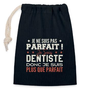 Un Dentiste, le Métier de Rêve Mis à l’Honneur - Sac cadeau en coton avec cordon (14 x 20 cm) - bleu marine - Devant