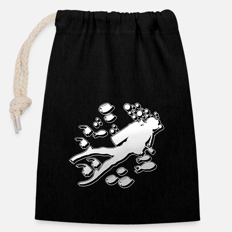 Plongeurs - Sac cadeau en coton avec cordon (14 x 20 cm) - noir