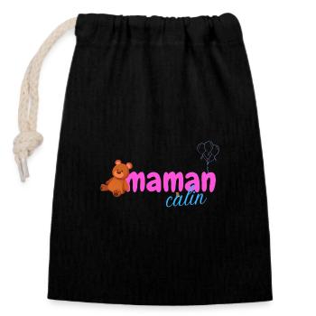 maman calin - Sac cadeau en coton avec cordon (14 x 20 cm) - noir - Devant