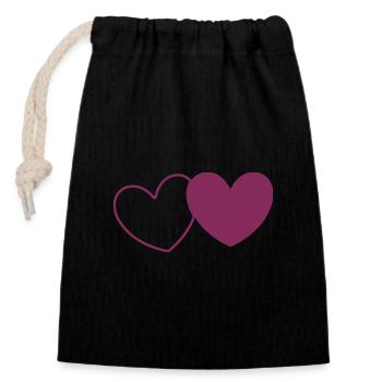 Valentinstag Herz violett - Verschließbarer Geschenkbeutel aus Baumwolle (14x20cm) - Schwarz - Vorne