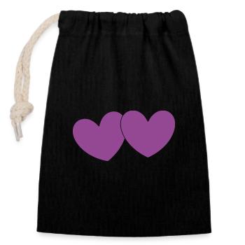 Couples de la Saint-Valentin coeur violet - Sac cadeau en coton avec cordon (14 x 20 cm) - noir - Devant