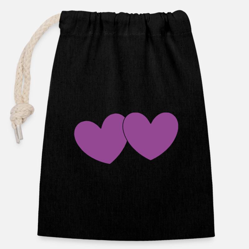 Valentinstag Herz violett Paare - Verschließbarer Geschenkbeutel aus Baumwolle (14x20cm) - Schwarz