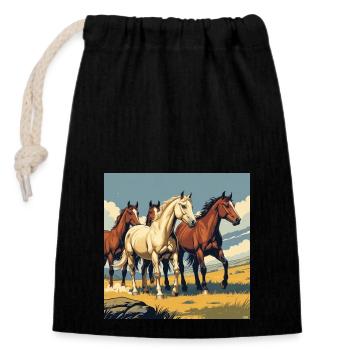 Quarter Horse Herd - Closable cotton gift bag (14x20cm) - black - Front