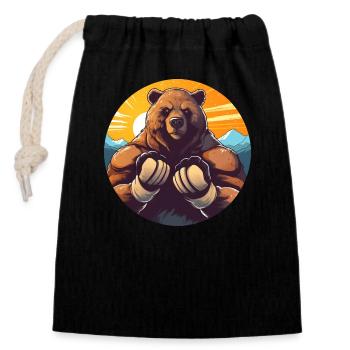 Bär Fitness Training Boxen Boxer Sunset - Verschließbarer Geschenkbeutel aus Baumwolle (14x20cm) - Schwarz - Vorne
