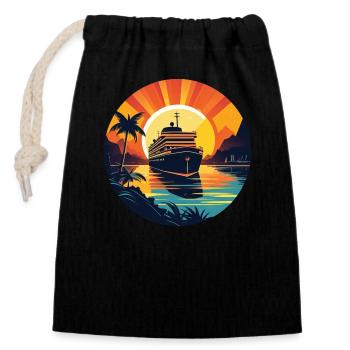 Kreuzfahrt Kreuzfahrtschiff Sunset - Verschließbarer Geschenkbeutel aus Baumwolle (14x20cm) - Schwarz - Vorne