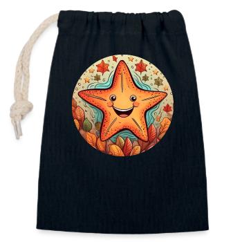 Herbstliche Unterwasserwelt: Fisch trifft Seestern - Verschließbarer Geschenkbeutel aus Baumwolle (14x20cm) - Navy - Vorne