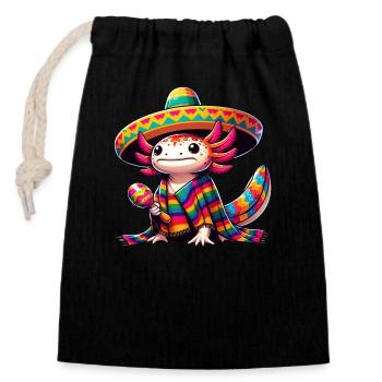 Cinco de Mayo Axolotl: Celebratory Design - Closable cotton gift bag (14x20cm) - black - Front