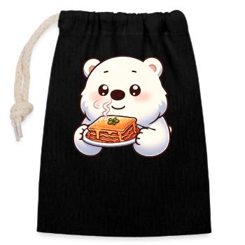 L’ours polaire apprécie les lasagnes italiennes - Sac cadeau en coton avec cordon (14 x 20 cm) - noir - Devant