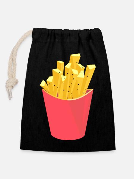 Abstrakte Kunst Pommes - Verschließbarer Geschenkbeutel aus Baumwolle (14x20cm) - Schwarz