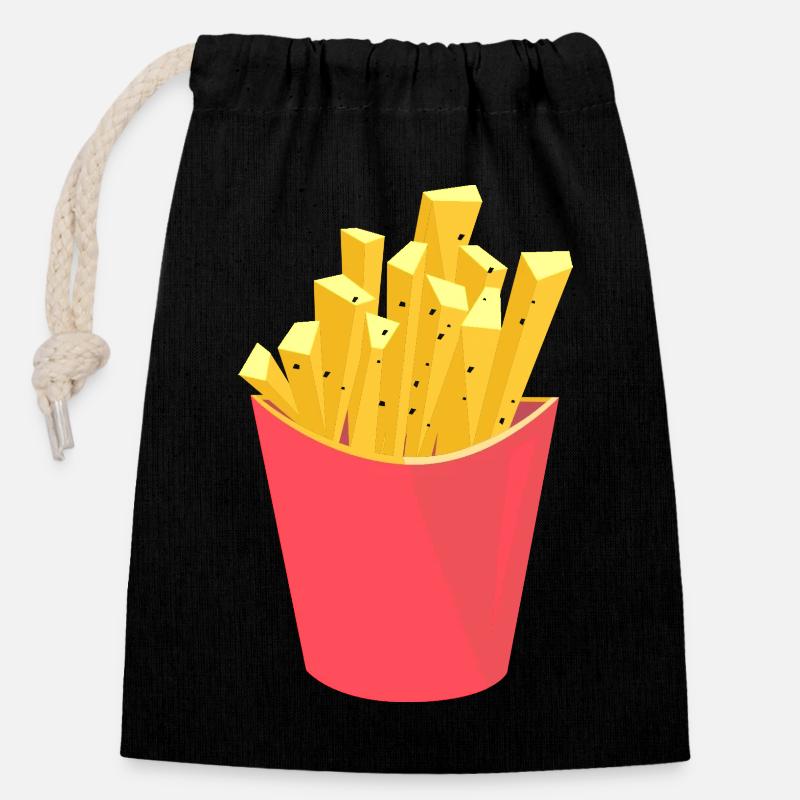 Frites Artistiques Abstraites - Sac cadeau en coton avec cordon (14 x 20 cm) - noir