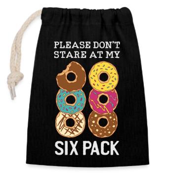 Starr nicht auf mein Six Pack - Verschließbarer Geschenkbeutel aus Baumwolle (14x20cm) - Schwarz - Vorne