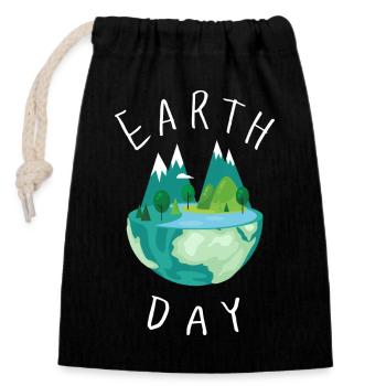 Earth Day Klimawandel - Verschließbarer Geschenkbeutel aus Baumwolle (14x20cm) - Schwarz - Vorne