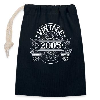 Vintage 2005 Birthday Sayings - Closable cotton gift bag (14x20cm) - navy - Front