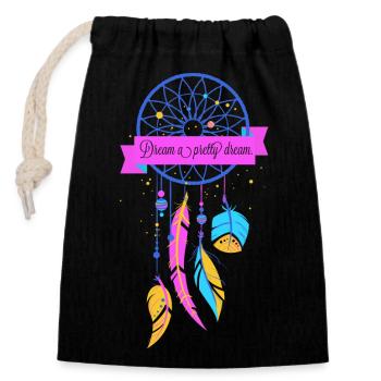 dream catcher - Closable cotton gift bag (14x20cm) - black - Front