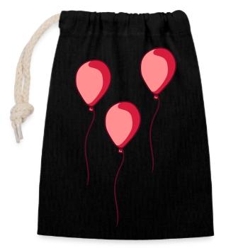 3 glaenzende Luftballons - Verschließbarer Geschenkbeutel aus Baumwolle (14x20cm) - Schwarz - Vorne