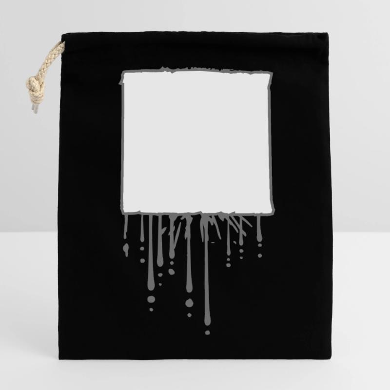 Square Rectangle Square Gray Text Field Shield R Closable cotton gift bag (14x20cm)