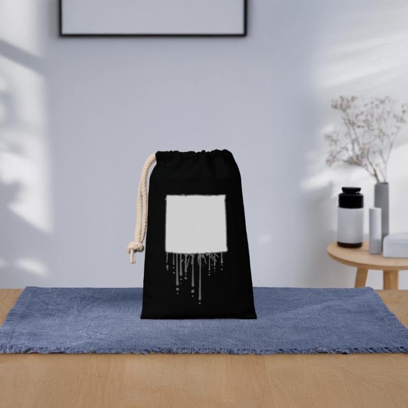 Square Rectangle Square Gray Text Field Shield R Closable cotton gift bag (14x20cm)