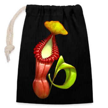 Fleischfressende Pflanzen Kannenpflanze Nepenthes - Verschließbarer Geschenkbeutel aus Baumwolle (14x20cm) - Schwarz - Vorne