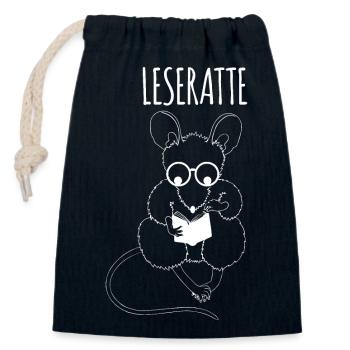 Lesen Leseratte Buch - Verschließbarer Geschenkbeutel aus Baumwolle (14x20cm) - Navy - Vorne