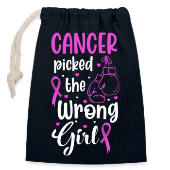 Un survivant du cancer combat le cancer - Sac cadeau en coton avec cordon (14 x 20 cm) - bleu marine - Devant