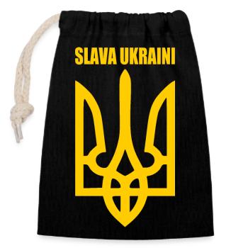 Ukraine - Sac cadeau en coton avec cordon (14 x 20 cm) - noir - Devant