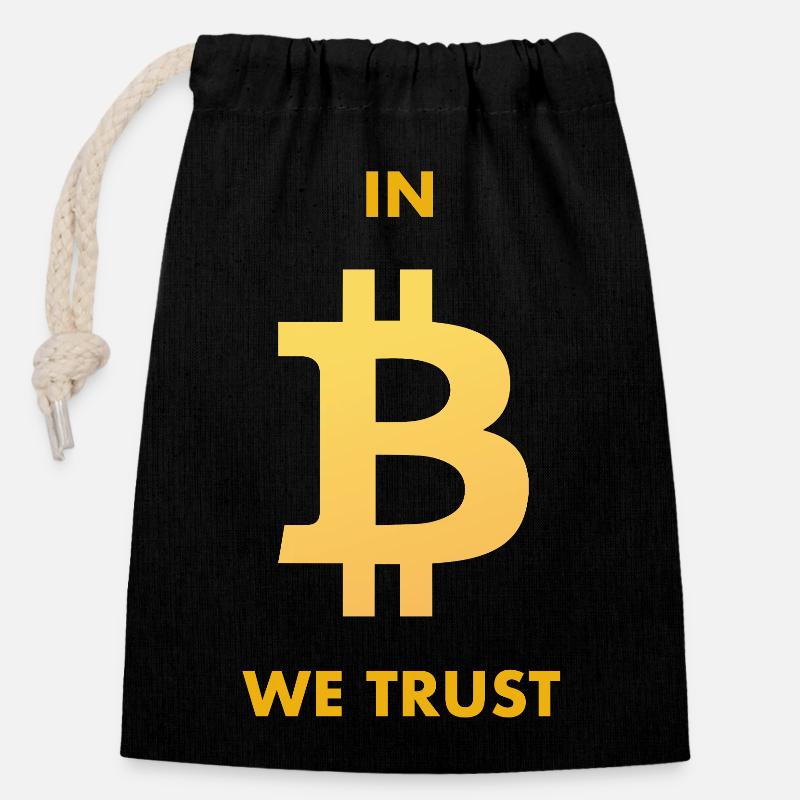 IN B WE TRUST BITCOIN - Verschließbarer Geschenkbeutel aus Baumwolle (14x20cm) - Schwarz