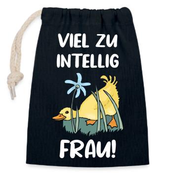 intelligente Frau schlaue Ente clever MINT - Verschließbarer Geschenkbeutel aus Baumwolle (14x20cm) - Navy - Vorne