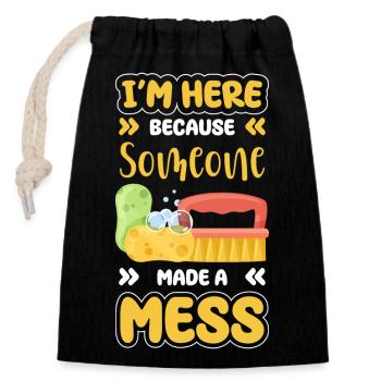 Nettoyeur de balais et de seaux artisan - Sac cadeau en coton avec cordon (14 x 20 cm) - noir - Devant
