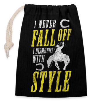 Selle de cowboy - Sac cadeau en coton avec cordon (14 x 20 cm) - noir - Devant