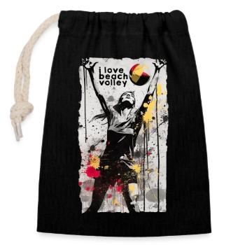 volley ball - t shirt papa - Sac cadeau en coton avec cordon (14 x 20 cm) - noir - Devant