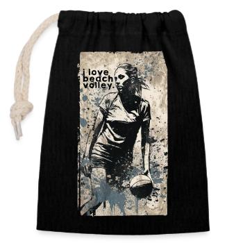 i love beach volley - beach volley ball - Sac cadeau en coton avec cordon (14 x 20 cm) - noir - Devant