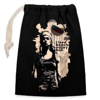 Beach volley - t shirt papa - Sac cadeau en coton avec cordon (14 x 20 cm) - noir - Devant