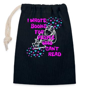 The women writes - Closable cotton gift bag (14x20cm) - navy - Front